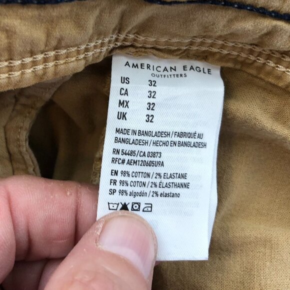 American Eagle Mens Shorts Size 32 Khaki Chino Casual Slim Next Level Flex - Picture 4 of 14